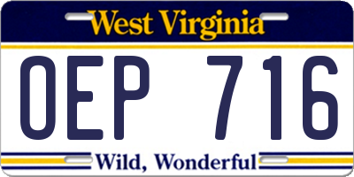 WV license plate OEP716