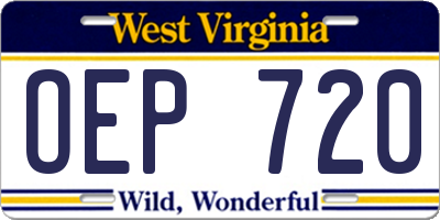 WV license plate OEP720