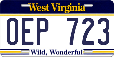 WV license plate OEP723