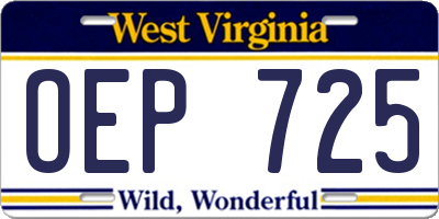 WV license plate OEP725