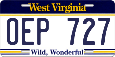 WV license plate OEP727
