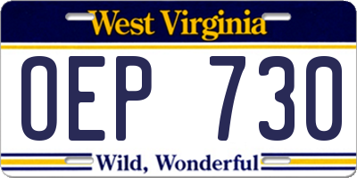 WV license plate OEP730