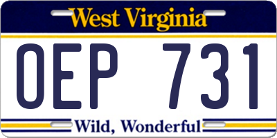 WV license plate OEP731