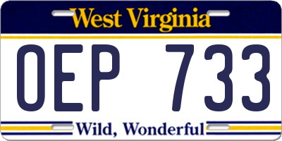 WV license plate OEP733