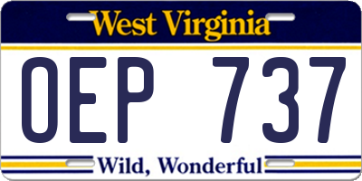 WV license plate OEP737