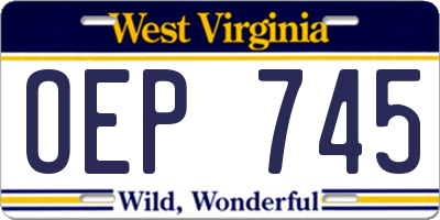 WV license plate OEP745