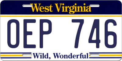 WV license plate OEP746
