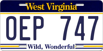 WV license plate OEP747