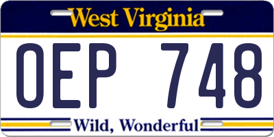 WV license plate OEP748