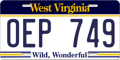 WV license plate OEP749