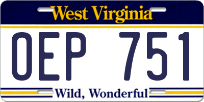 WV license plate OEP751