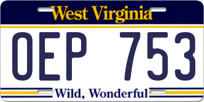 WV license plate OEP753