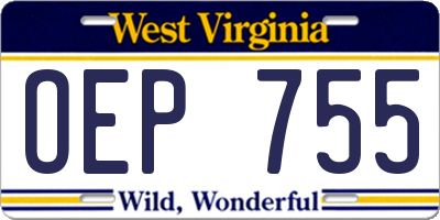 WV license plate OEP755