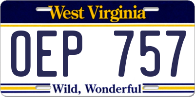 WV license plate OEP757