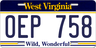WV license plate OEP758