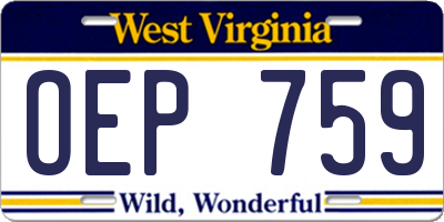 WV license plate OEP759