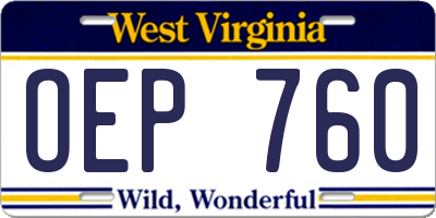 WV license plate OEP760