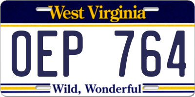 WV license plate OEP764