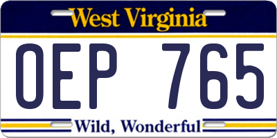 WV license plate OEP765