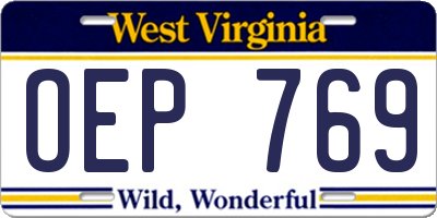 WV license plate OEP769
