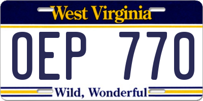 WV license plate OEP770