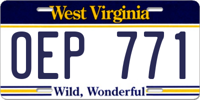 WV license plate OEP771