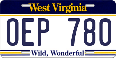 WV license plate OEP780