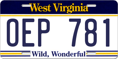 WV license plate OEP781