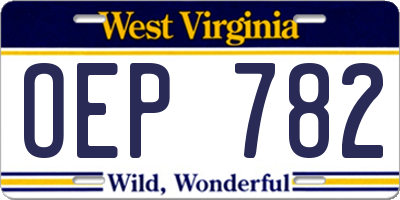 WV license plate OEP782