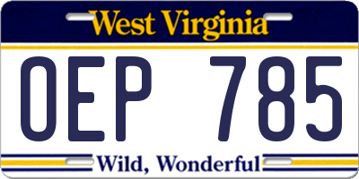 WV license plate OEP785