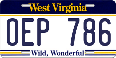 WV license plate OEP786