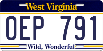 WV license plate OEP791
