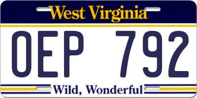 WV license plate OEP792