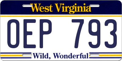 WV license plate OEP793