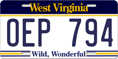 WV license plate OEP794