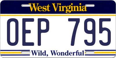 WV license plate OEP795