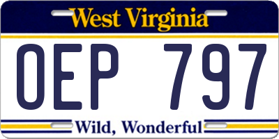 WV license plate OEP797