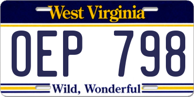 WV license plate OEP798