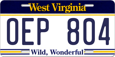 WV license plate OEP804