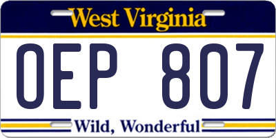 WV license plate OEP807