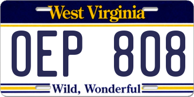 WV license plate OEP808