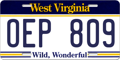 WV license plate OEP809