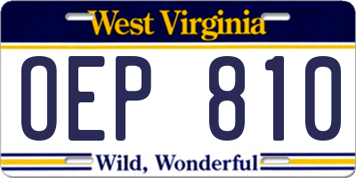 WV license plate OEP810