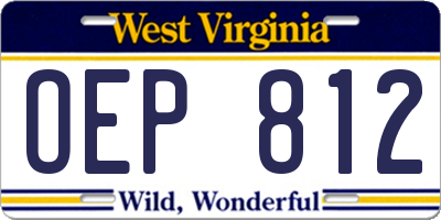 WV license plate OEP812