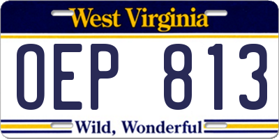 WV license plate OEP813