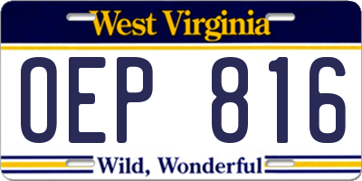 WV license plate OEP816