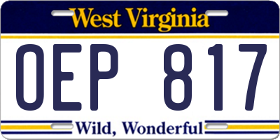 WV license plate OEP817