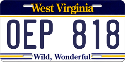 WV license plate OEP818