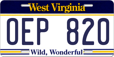 WV license plate OEP820