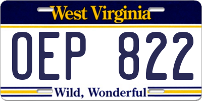 WV license plate OEP822